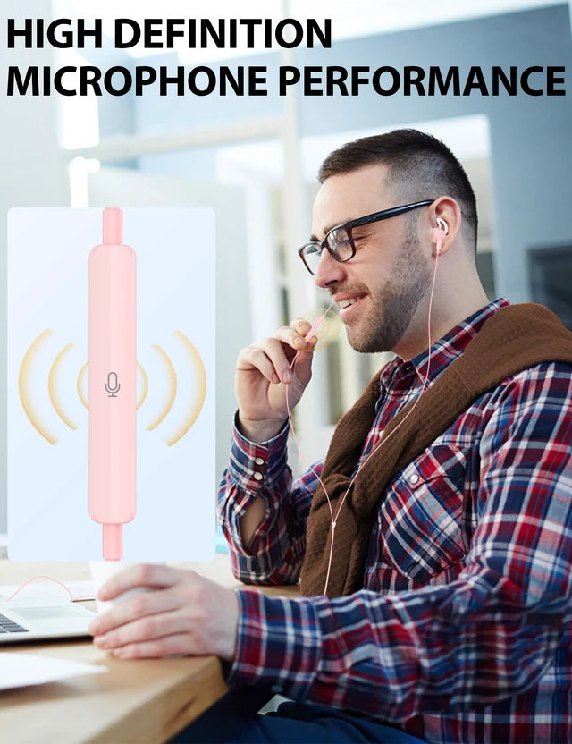 Alt view image 6 of 7 - for Apple Lightning Headphones MFi-Certified Wired Earbuds Pink Magnetic Larger Ear Buds Earphones with Anti-Drop Tips Corded Headset Cord for iPhone 14 Plus 13 Pro Max 12 Mini 11 XS XR 8
