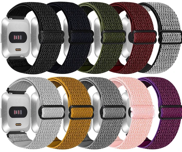 Main image of 10 Pack Elastic Nylon Adjustable Wristband is Compatiable with Fitbit Versa/Versa 2/Versa Lite/Versa SE for Women Men,Soft Breathable Fabric Replacement Band for Fitbit Versa