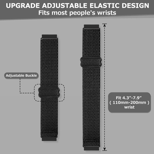 Alt view image 5 of 7 - 10 Pack Elastic Nylon Adjustable Wristband is Compatiable with Fitbit Versa/Versa 2/Versa Lite/Versa SE for Women Men,Soft Breathable Fabric Replacement Band for Fitbit Versa