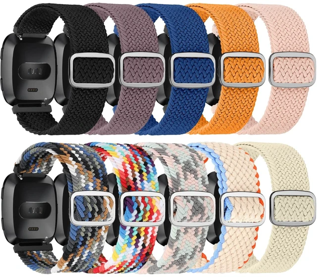 Main image of 10 Pack Elastic Nylon Adjustable Wristband is Compatiable with Fitbit Versa/Versa 2/Versa Lite/Versa SE for Women Men,Soft Breathable Fabric Replacement Band for Fitbit Versa