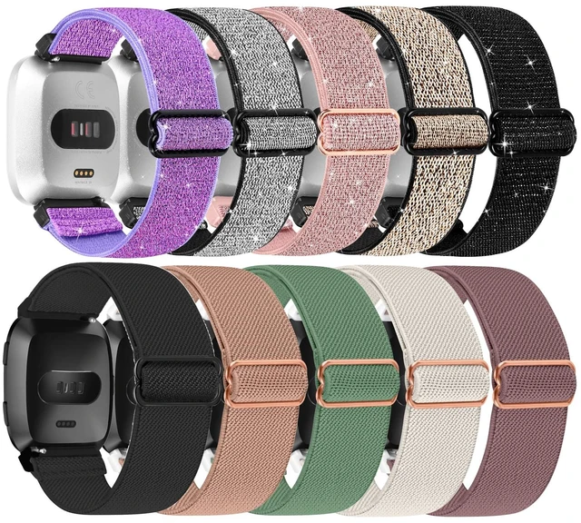 Main image of 10 Pack Elastic Nylon Adjustable Wristband is Compatiable with Fitbit Versa/Versa 2/Versa Lite/Versa SE for Women Men,Soft Breathable Fabric Replacement Band for Fitbit Versa