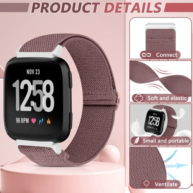 Alt view image 2 of 7 - 10 Pack Elastic Nylon Adjustable Wristband is Compatiable with Fitbit Versa/Versa 2/Versa Lite/Versa SE for Women Men,Soft Breathable Fabric Replacement Band for Fitbit Versa