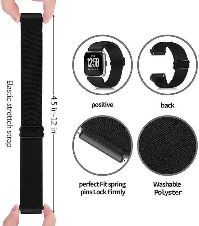 Alt view image 2 of 6 - 10 Pack Elastic Nylon Adjustable Wristband is Compatiable with Fitbit Versa/Versa 2/Versa Lite/Versa SE for Women Men,Soft Breathable Fabric Replacement Band for Fitbit Versa