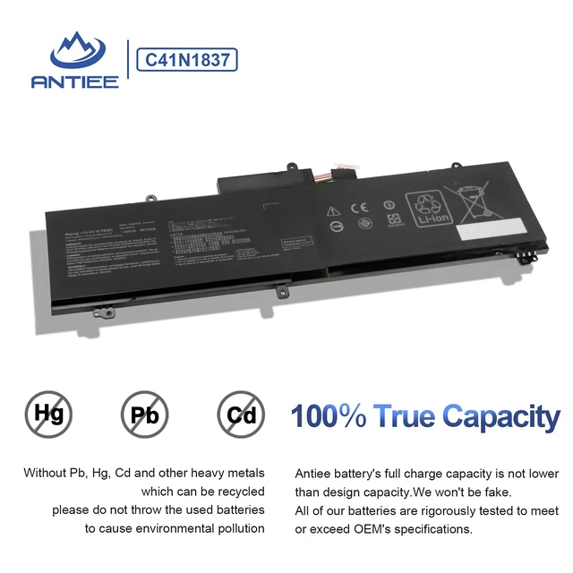 Alt view image 4 of 7 - C41N1837 Battery for ASUS Rog Zephyrus GA502 GU502 GU532 GX532 GA502D GA502DU GA502GU GA502IV GU502DU GU502GV GU502LU GU502LW GU502LV GX502LXS GX502GV GX502GW GU532GU GU532GV GX532GV
