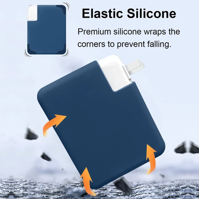 Alt view image 4 of 7 - 70W Soft Silicone Charger Cover for MacBook Air 13 13.6 15 inch M5 M4 M3 M2 2022-2026, 70W Power Adapter Protective Case Sleeve Pro 14 M5 M4 M3 with 11/12/16-core CPU 2025-2023, Navy Blue