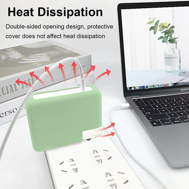 Alt view image 6 of 7 - 70W Power Adapter Cover for MacBook Air 13 13.6 15 inch M5 M4 M3 M2 2022-2026, 70W Soft Silicone Charger Protective Case Sleeve for MacBook Pro 14 M5 M4 M3 with 11/12/16-core CPU, Green
