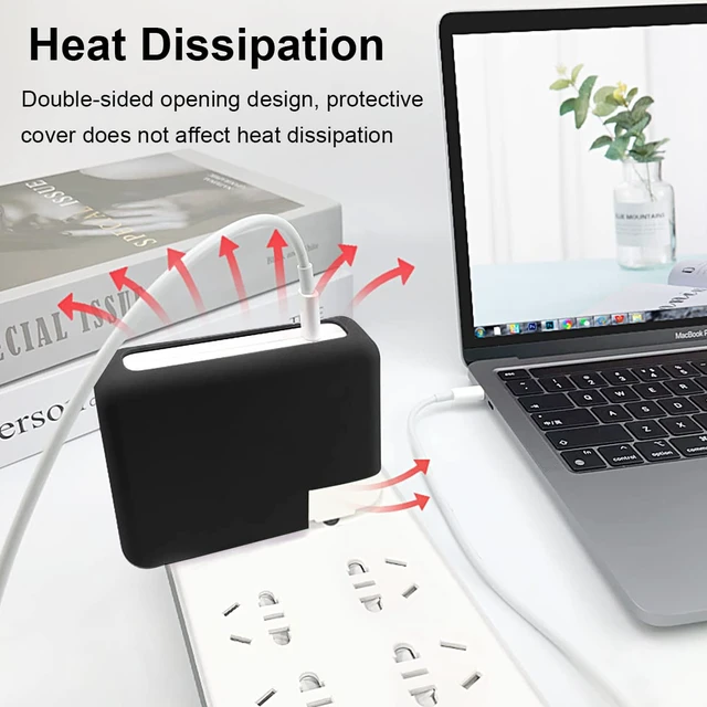 Alt view image 6 of 7 - 70W Soft Silicone Charger Protector Case Cover for MacBook Air 13 13.6 15 inch M5 M4 M3 M2 Chip 2022-2026, 70W Power Adapter Cover Pro 14 M5 M4 M3 with 11/12/16-core CPU 2025-2023, Black