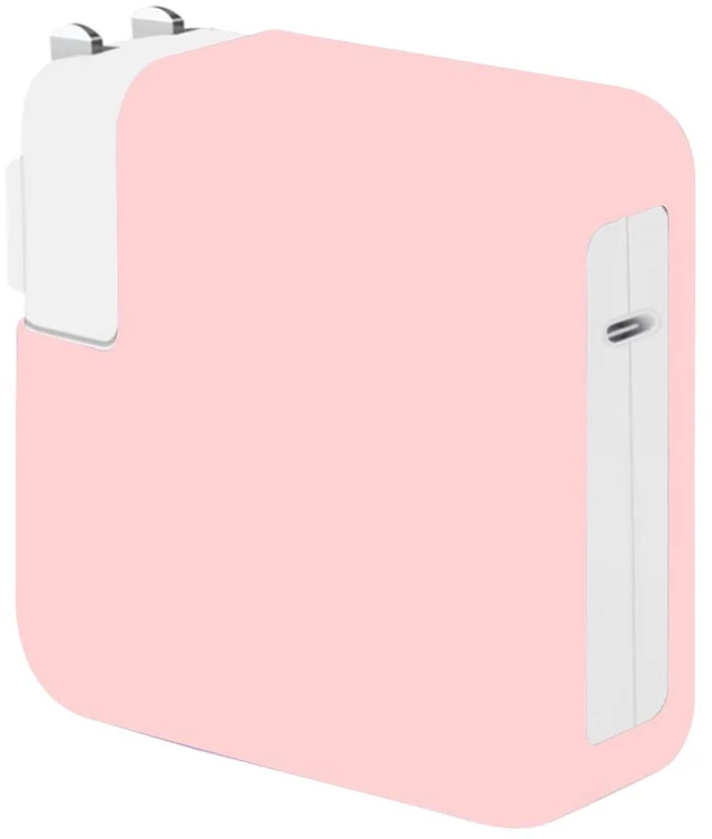 Main image of Soft Silicone 70W Charger Protector Case Cover Sleeve for 2022-2026 MacBook Air 13 13.6 15 inch M5 M4 M3 M2 70W Power Adapter Cover Pro 14 M5 M4 M3 with 11/12/16-core CPU 2025-2023, Pink