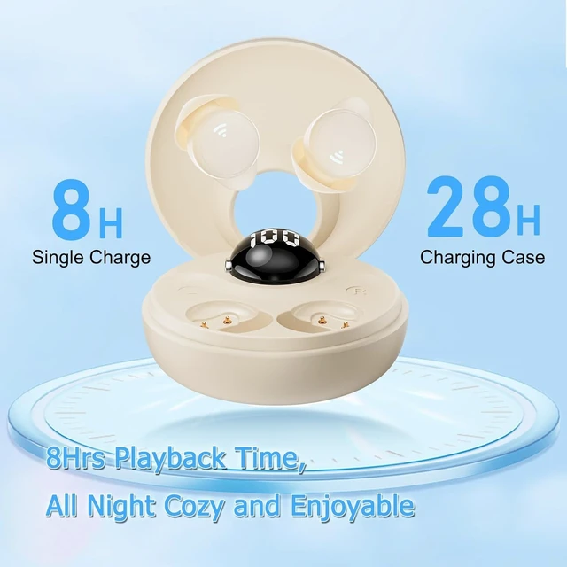 Alt view image 3 of 6 - Side Sleeper Earbuds, Wireless Earbuds for Sleeping, Suitable for Small Ear, Stereo Sound, Fast Charging with Charging Case