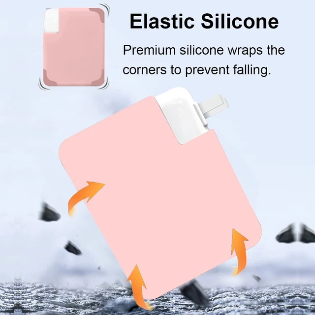 Alt view image 4 of 7 - Soft Silicone 70W Charger Protector Case Cover Sleeve for 2022-2026 MacBook Air 13 13.6 15 inch M5 M4 M3 M2 70W Power Adapter Cover Pro 14 M5 M4 M3 with 11/12/16-core CPU 2025-2023, Pink