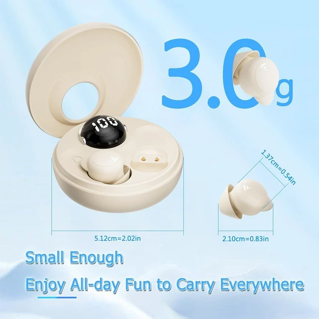 Alt view image 6 of 6 - Side Sleeper Earbuds, Wireless Earbuds for Sleeping, Suitable for Small Ear, Stereo Sound, Fast Charging with Charging Case