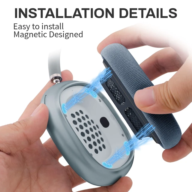 Alt view image 3 of 7 - Replacement Ear Cushions for Apple AirPods Max 1 & 2 Upgraded Memory Foam Pads with Durable Fabric,Sound Insulation and Noise Reduction,Strong Magnetic Fit,Sweat-Resistant,Breathable Comfort(Blue)