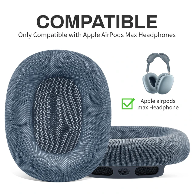 Alt view image 2 of 7 - Replacement Ear Cushions for Apple AirPods Max 1 & 2 Upgraded Memory Foam Pads with Durable Fabric,Sound Insulation and Noise Reduction,Strong Magnetic Fit,Sweat-Resistant,Breathable Comfort(Blue)