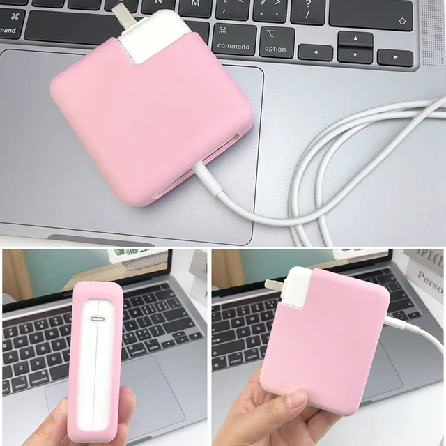 Alt view image 7 of 7 - Soft Silicone 70W Charger Protector Case Cover Sleeve for 2022-2026 MacBook Air 13 13.6 15 inch M5 M4 M3 M2 70W Power Adapter Cover Pro 14 M5 M4 M3 with 11/12/16-core CPU 2025-2023, Pink