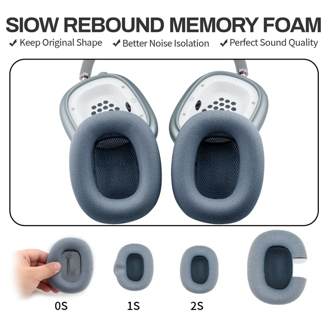 Alt view image 5 of 7 - Replacement Ear Cushions for Apple AirPods Max 1 & 2 Upgraded Memory Foam Pads with Durable Fabric,Sound Insulation and Noise Reduction,Strong Magnetic Fit,Sweat-Resistant,Breathable Comfort(Blue)