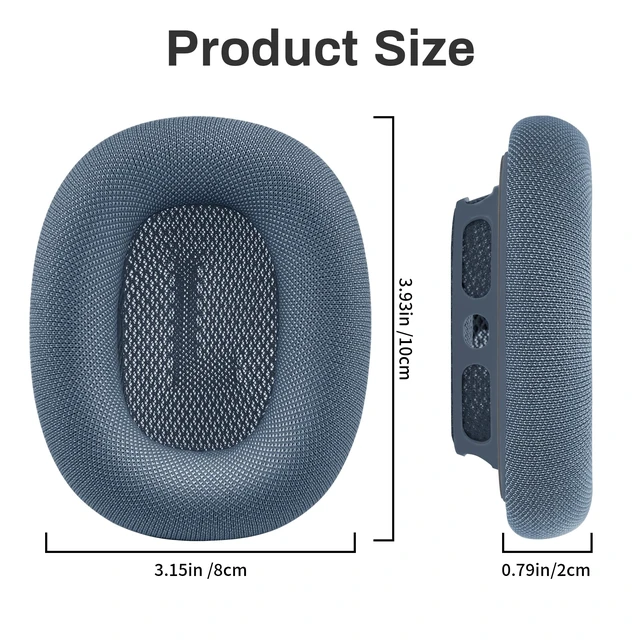Alt view image 7 of 7 - Replacement Ear Cushions for Apple AirPods Max 1 & 2 Upgraded Memory Foam Pads with Durable Fabric,Sound Insulation and Noise Reduction,Strong Magnetic Fit,Sweat-Resistant,Breathable Comfort(Blue)
