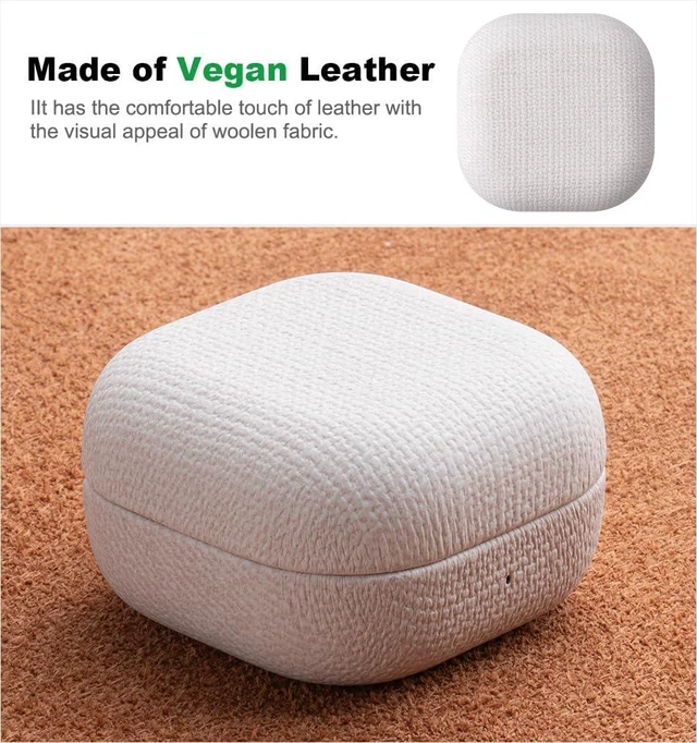 Alt view image 3 of 6 - for Samsung Galaxy Buds4 Pro Case Cover - Samsung Buds 4 Case Premium Soft-Touch Vegan Leather, Fully-Wrapped Design, Supports Wireless Charging, Fabric-Effect Texture - White
