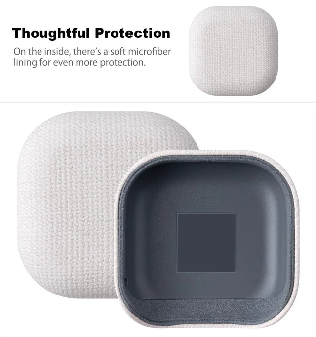 Alt view image 5 of 6 - for Samsung Galaxy Buds4 Pro Case Cover - Samsung Buds 4 Case Premium Soft-Touch Vegan Leather, Fully-Wrapped Design, Supports Wireless Charging, Fabric-Effect Texture - White