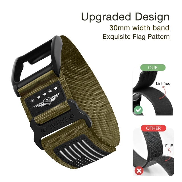 Alt view image 2 of 7 - Rugged Nylon Sport Wristband with Alloy Bumper Compatible with Whoop 4.0, Sport Strap with Stars-Stripes Flag for Whoop 4.0 Band