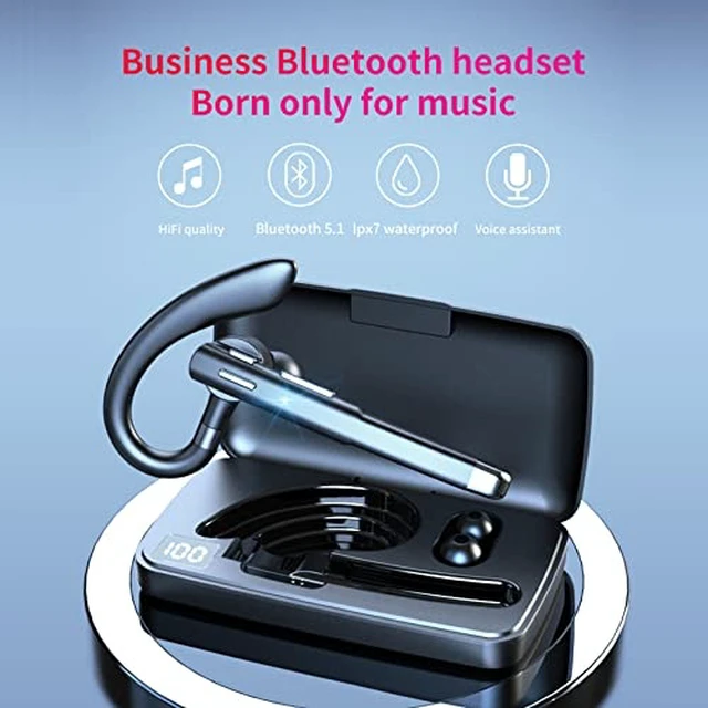 Alt view image 6 of 7 - YYK-520 Bluetooth Earphones with 500 Hours Standby time, LED Charging case, 270 Degree Rotating Microphone Suitable for Business/Office/Driving, Compatible with Android/iPhone