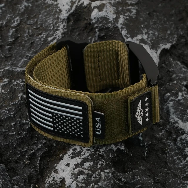 Alt view image 5 of 7 - Rugged Nylon Sport Wristband with Alloy Bumper Compatible with Whoop 4.0, Sport Strap with Stars-Stripes Flag for Whoop 4.0 Band