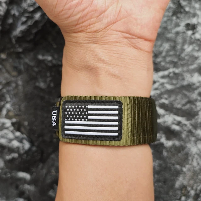 Alt view image 7 of 7 - Rugged Nylon Sport Wristband with Alloy Bumper Compatible with Whoop 4.0, Sport Strap with Stars-Stripes Flag for Whoop 4.0 Band