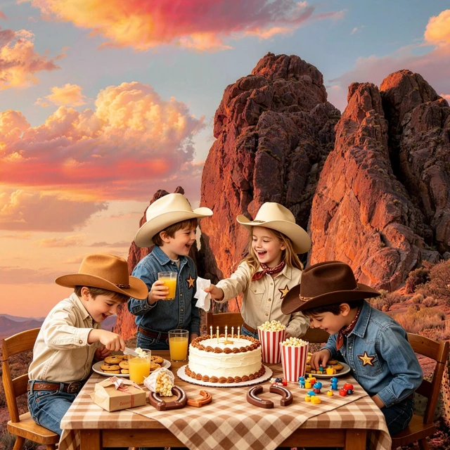Alt view image 6 of 6 - 10x6.5ft Extra-Large Desert Backdrop Wild West Backdrop Natural Scenery Cactus Fiery Clouds Holiday Background for Desert Party Decoration with 19.68ft Ribbon