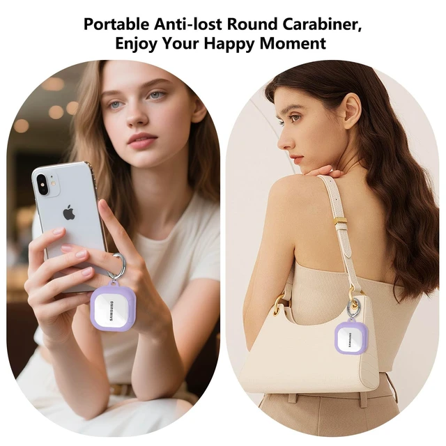 Alt view image 6 of 7 - Secure Lock for Samsung Galaxy Buds 4 Pro Case/Galaxy Buds 4 Case Clear,Shockproof for Samsung Galaxy Bud 4/4 Pro Cover with Phone Stand,Hybrid PC+TPU Skin with Carabiner&Cleaning Pen-Purple