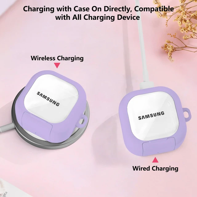 Alt view image 5 of 7 - Secure Lock for Samsung Galaxy Buds 4 Pro Case/Galaxy Buds 4 Case Clear,Shockproof for Samsung Galaxy Bud 4/4 Pro Cover with Phone Stand,Hybrid PC+TPU Skin with Carabiner&Cleaning Pen-Purple