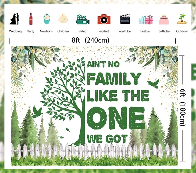 Alt view image 4 of 6 - Family Reunion Backdrop Family Tree Family Gathering Party Decorations 8X6FT We Are Family Banner, Welcome to Our Family Members Photography Background,Family Reunion Photo Props