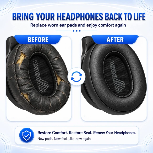 Alt view image 4 of 7 - Replacement Ear Pads for JBL Live 500BT/Live 500 BT Headphone, Extra Thick Cushions, Ear Cups Cover, Soft LeatherMemory Foam Headset Earpads (Gray)