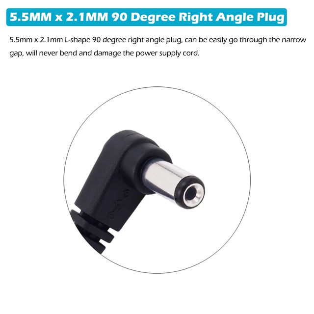Alt view image 2 of 4 - DC Power Pigtail Cable, 10-Pack 5.5mm x 2.1mm 90 Degree Right Angle DC Barrel Male Plug Jack Connector to Bare Wire Power Supply Adapter Repair Cord for CCTV Surveillance Security Camera LED Strip