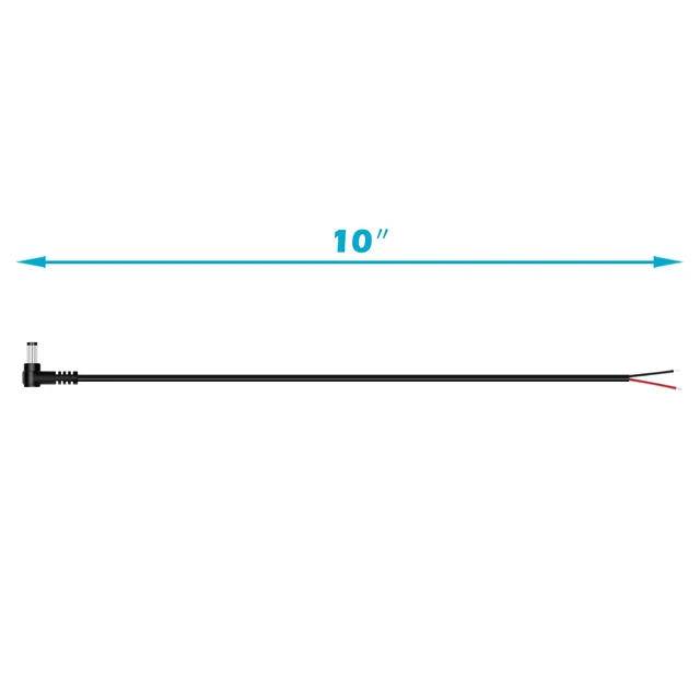 Alt view image 4 of 4 - DC Power Pigtail Cable, 10-Pack 5.5mm x 2.5mm 90 Degree Right Angle DC Barrel Male Plug Jack Connector to Bare Wire Power Supply Adapter Repair Cord for CCTV Surveillance Security Camera LED Strip