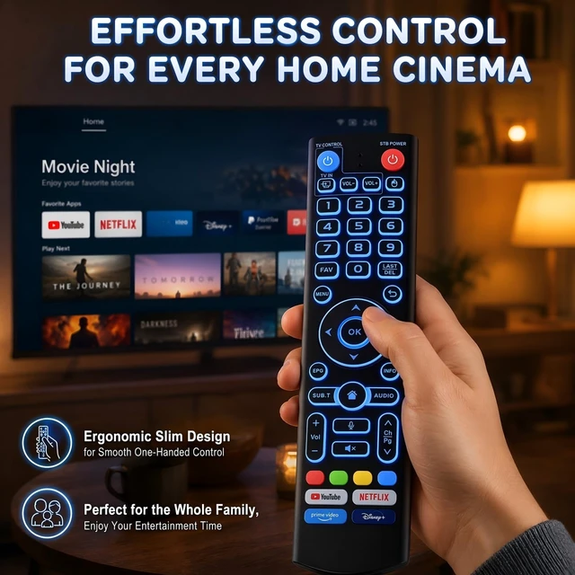 Alt view image 5 of 7 - New Backlight V5 Pro Voice Remote Control,Replacement Voice Remote for vSeeBox V1/V2,V5/V1/V2/V3 Pro,V3 Plus,V1 Max/Elite/Max,Intelligent Bluetooth Voice Remote