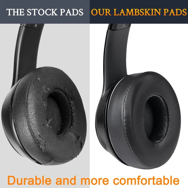 Alt view image 5 of 7 - Lambskin Earpads for Beats Solo 3 & Solo 2 Headphones - Black Do Not Fit Beats (Studio Over-Ear, Solo HD, Solo 4)