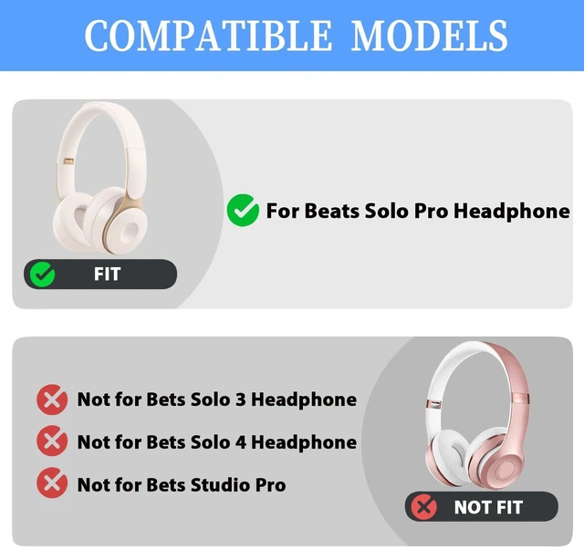 Alt view image 5 of 7 - Solo Pro Replacement Earpads for Beats Solo Pro Headphones (White) Protein Leather Ear Pads,Noise Isolation Memory Foam Ear Cushion,Durable,Anti-Sweat,Soft and Comfortable