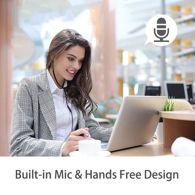 Alt view image 4 of 7 - Wired Transcription Headsets with Microphone & Volume Control,3.5mm Lightweight Stereo Sound, Volume Control, Soft Memory Foam Ear Tips and 4.9FT Cord for copy of a recording, PC and Office