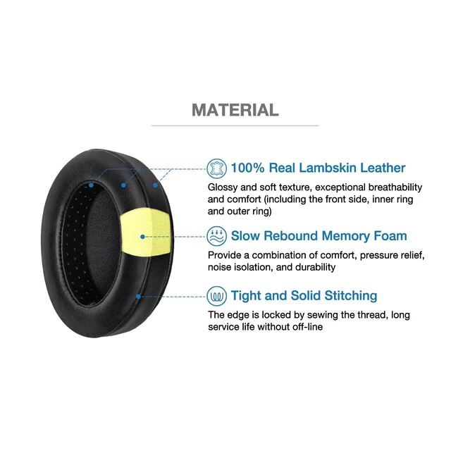 Alt view image 3 of 7 - Sheepskin Ear Pads - Compatible with Sennheiser HD280 Headphones - Soft Memory Foam Premium Real Leather