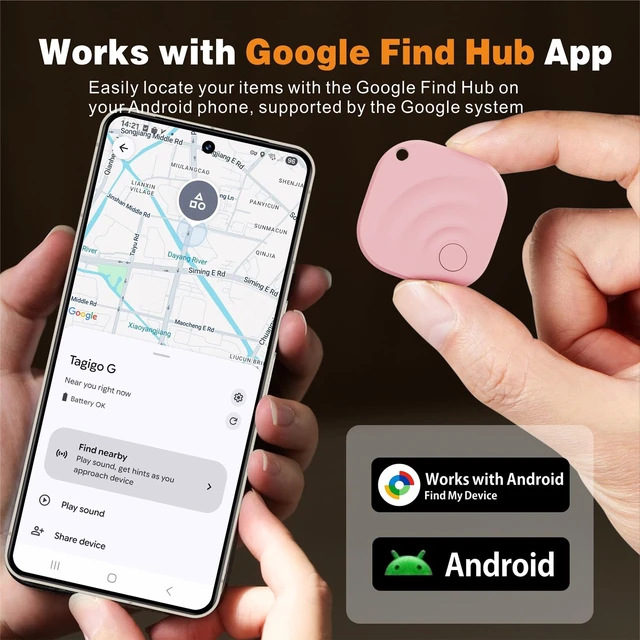 Alt view image 2 of 7 - 2025 Upgraded Android Air Tracker 4 Pack, Bluetooth Tracker for Android Phones, Compatible with Google Find Hub Device, Item Locator for Keys, Luggage, Backpack, Travel, Pink
