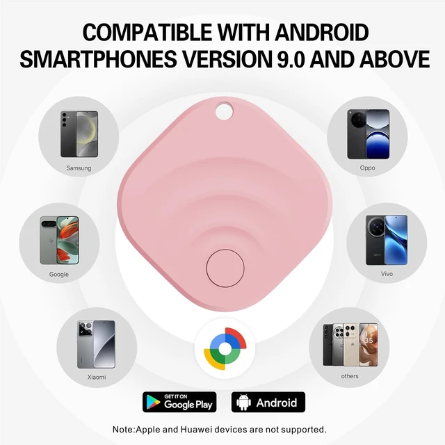 Alt view image 7 of 7 - 2025 Upgraded Android Air Tracker 4 Pack, Bluetooth Tracker for Android Phones, Compatible with Google Find Hub Device, Item Locator for Keys, Luggage, Backpack, Travel, Pink