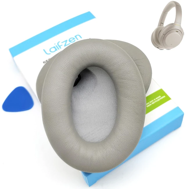 Main image of Lambskin XM4 Earpads for Sony WH-1000XM4 Headphones Replacement 1000 XM 4 Real Sheepskin Leather Ear Pads Cushions Earmuffs Cups Covers (Silver)