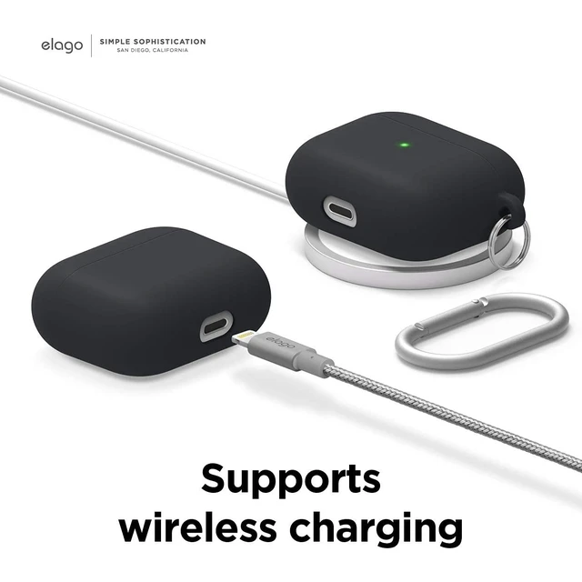 Alt view image 7 of 7 - Liquid Hybrid Case for AirPods 3 Triple Layer Protection, Keychain Included, Wireless Charging, Shock Resistant (Black)