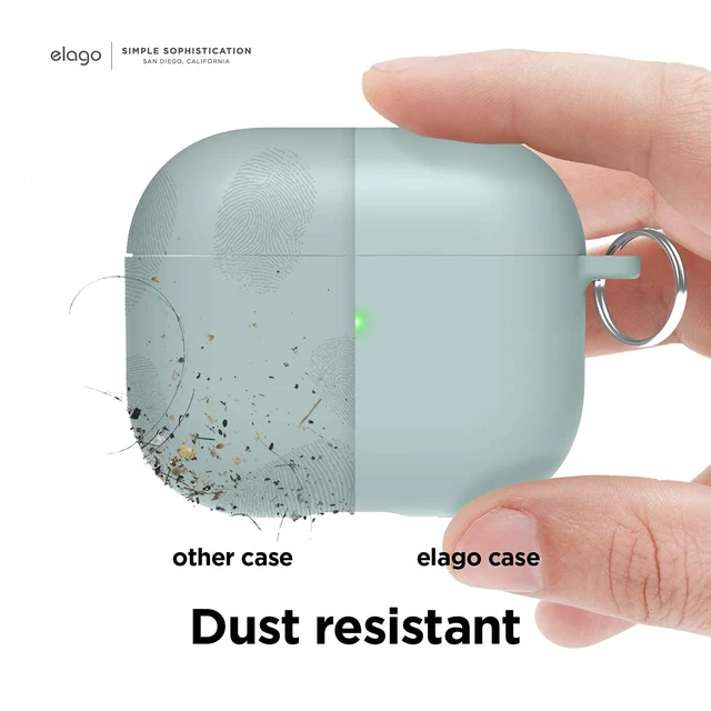 Alt view image 4 of 7 - Liquid Hybrid Case for AirPods 3 Triple Layer Protection, Keychain Included, Wireless Charging, Shock Resistant (Mint)