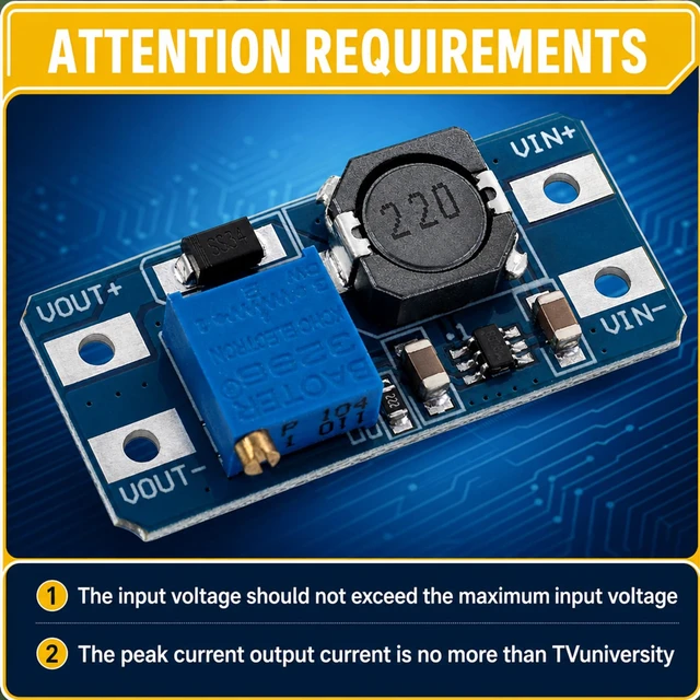 Alt view image 4 of 7 - 20-Pack MT3608 Boost Converter, DC-DC Step Up, 2A 2-24V to 5-28V adjustable, up to 93% efficiency, for DIY power supply and voltage boosting projects