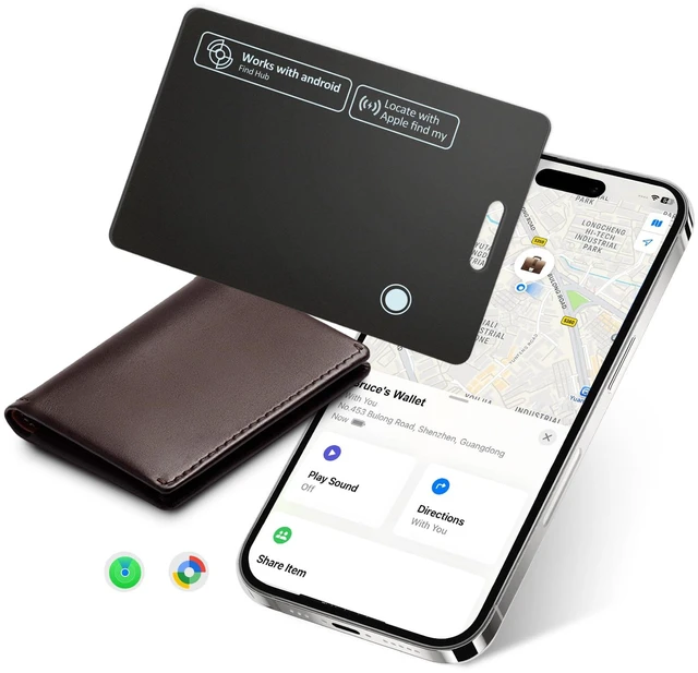 Main image of Wallet Tracker Card for Apple & Android, Smart Tracking for Wallet/Bag IP67 Waterproof Rechargeable, 160ft Range, Tracking Card, Anti-Lost Locator for Luggage Backpack Travel, Wireless Charging