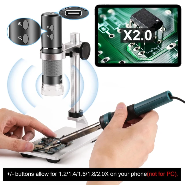 Alt view image 3 of 7 - 4K Microscope with Professional Stand for iPhone Android PC, 50-1000X Digital USB Microscope Endoscope HD Camera for All Cellphones iPad Android Tablet Windows Mac Chrome Linux