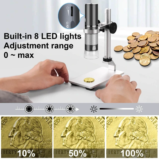 Alt view image 6 of 7 - 4K Microscope with Professional Stand for iPhone Android PC, 50-1000X Digital USB Microscope Endoscope HD Camera for All Cellphones iPad Android Tablet Windows Mac Chrome Linux