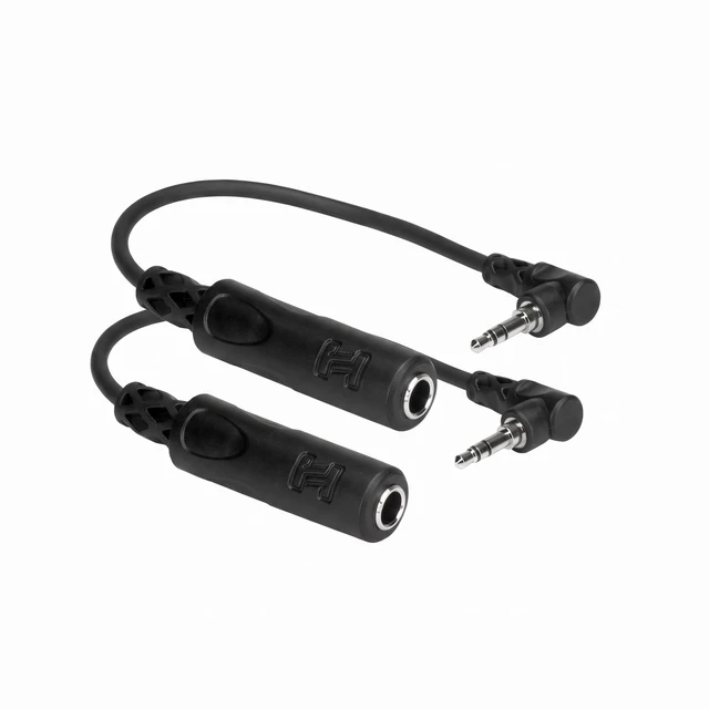 Main image of MHE-100.5 1/4" TRS to Right Angle 3.5 mm TRS Headphone Adaptor Cable, 6 Inch (Pack of 2)