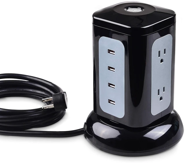Main image of 6-Outlet Surge Protector Tower, 4 USB Ports, 10ft