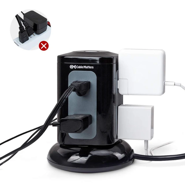 Alt view image 4 of 6 - 6-Outlet Surge Protector Tower, 4 USB Ports, 10ft
